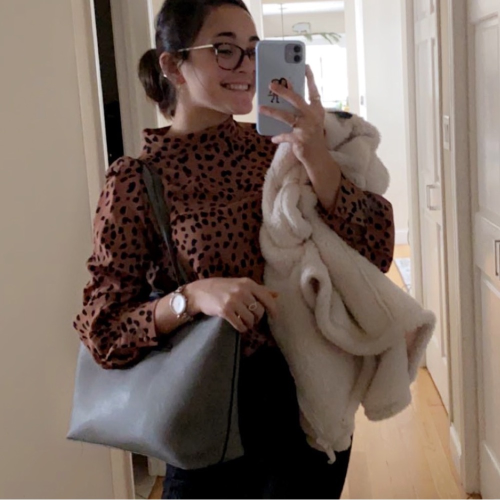 Spotted Print Turtle Neck Blouse